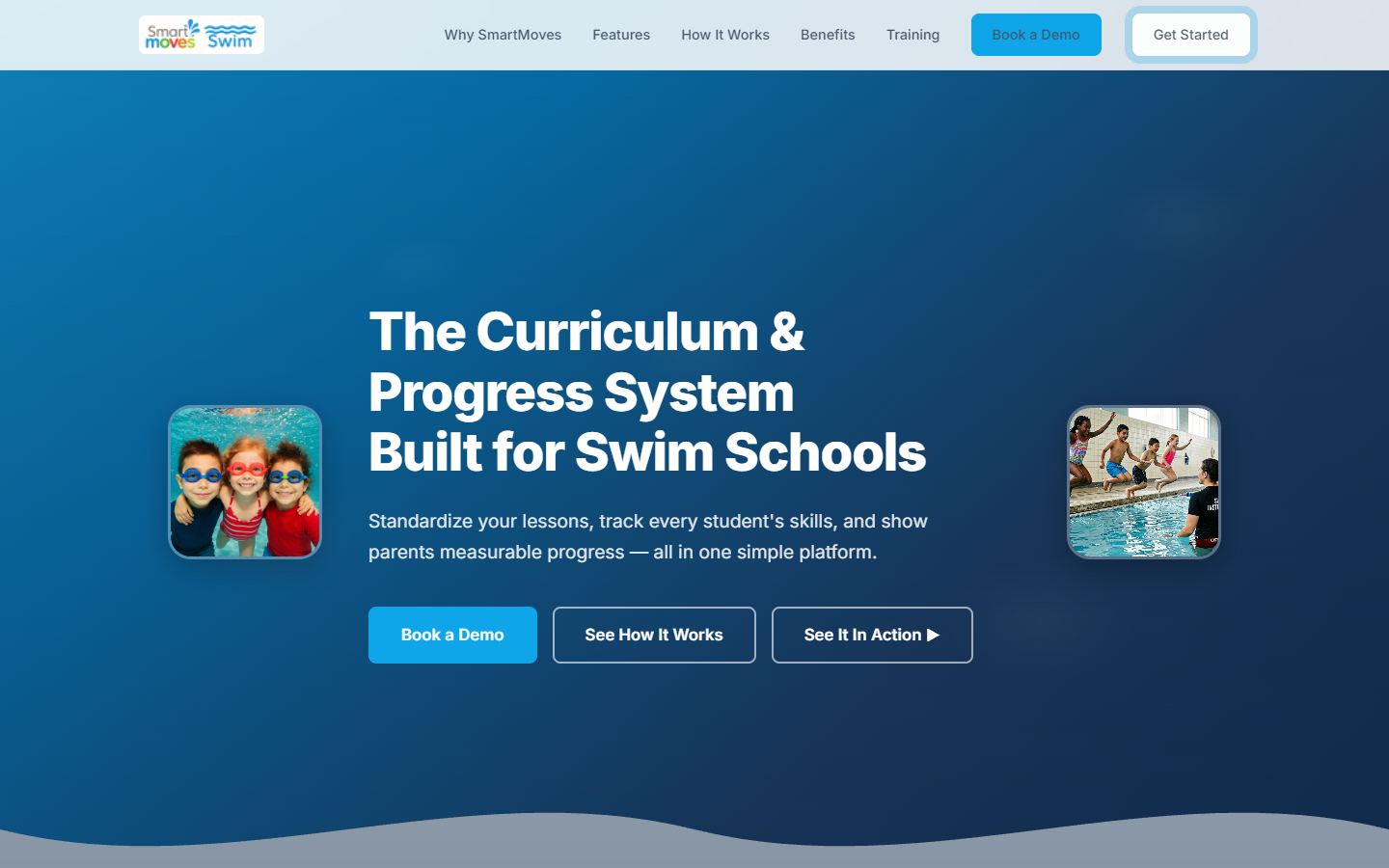 SmartMoves Swim homepage screenshot